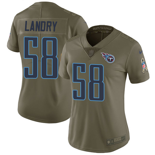 Nike Titans #58 Harold Landry Olive Women's Stitched NFL Limited Salute to Service Jersey - Click Image to Close